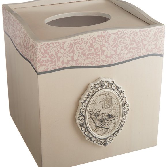 Avanti Juliet Soft Pink Tissue Box Bathroom Decor - Picture 1 of 2